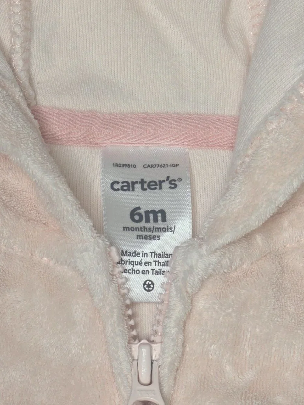 Carter’s Baby Girl Pink Velour Bear Ear Hoodie Jacket 6M